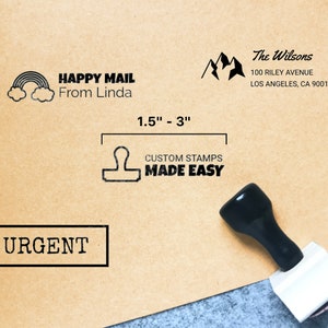 Tampon artisanal rectangulaire // 1,5", 2,25" ou 3" de large. Support en bois gravé au laser, tampons logo rectangulaires personnalisés, tampon nominatif personnalisé
