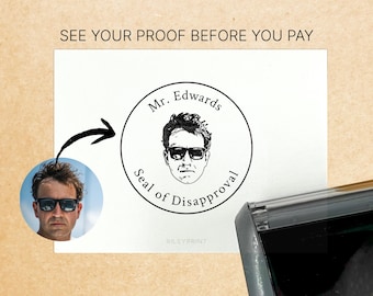 Funny Office Face Stamp // Custom Portrait Stamp from Photo, Personalized & Hilarious Gifts Banned/Denied/Rejected Stamp, Engraved Gift XO