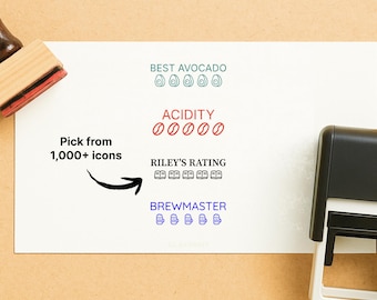 Custom Rating Stamp – Personalized Icon Rating Scale Stamp for Books, Journals, Planners, Coffee, Beer, Movie, Reviews & Small Business XO