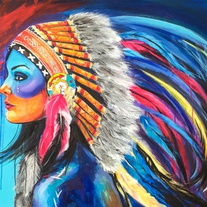 Indians Malerei Kunstwerk Acryl Original vom Künstler Kunst auf Leinwand Pop Art Gemälde Handgemalt