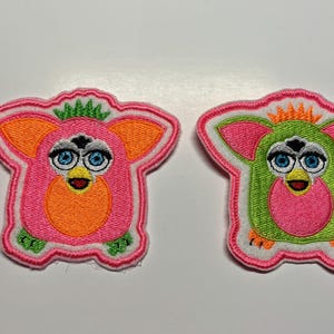 Furby 2 neon  Embroidered patch iron on or sew on