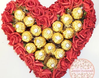 Pralinen Rosen Herz - Geschenk Schokolade