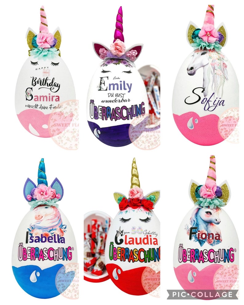 Personalisiertes XXL Überraschungsei mit Einhorn Motiv üei Geschenk Geschenke Bild 1