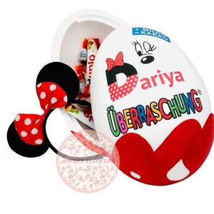 Personalisiertes XXL Überraschungsei Minnie oder Mickey Mouse Üei Geschenk Bild 3