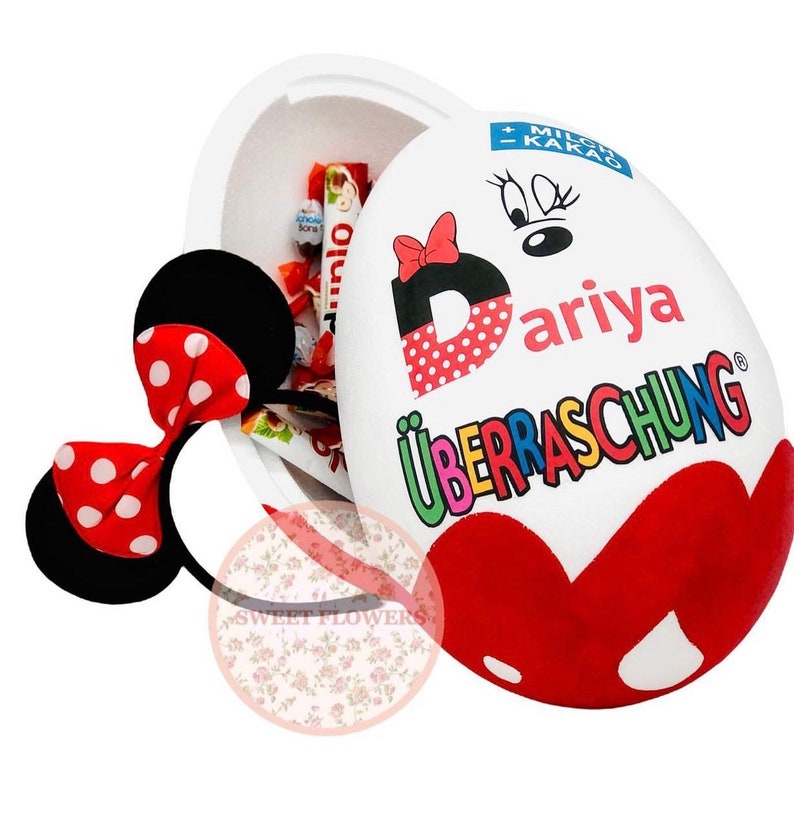 Personalisiertes XXL Überraschungsei Minnie oder Mickey Mouse Üei Geschenk Bild 3