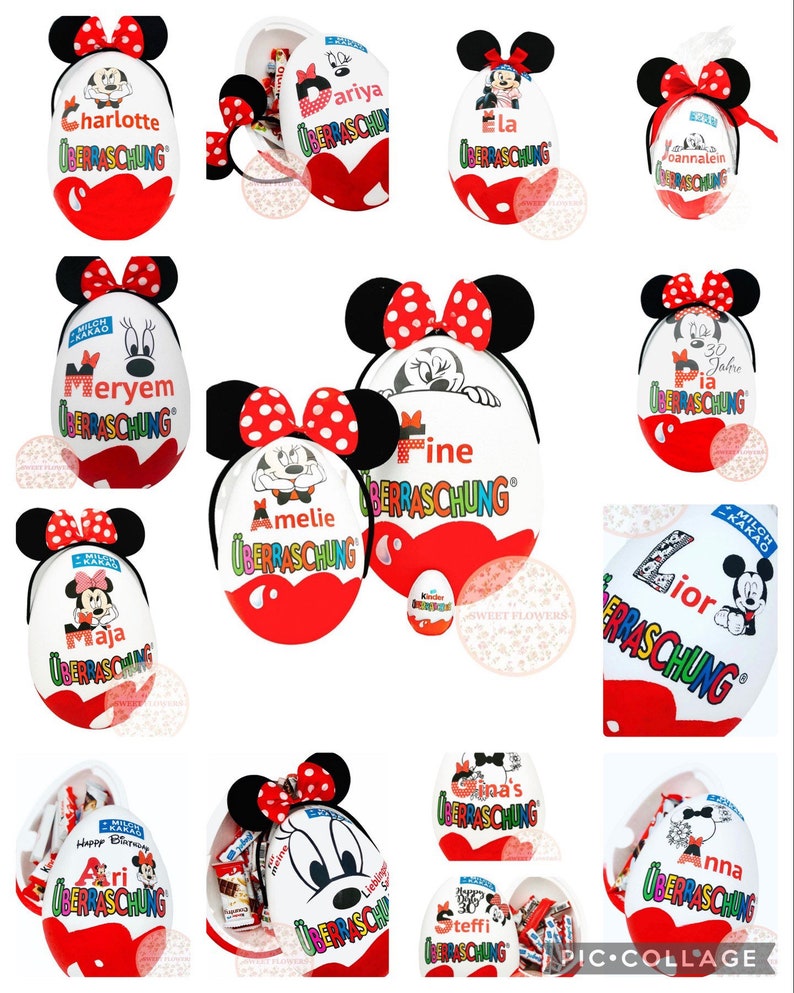 Personalisiertes XXL Überraschungsei Minnie oder Mickey Mouse Üei Geschenk Bild 2