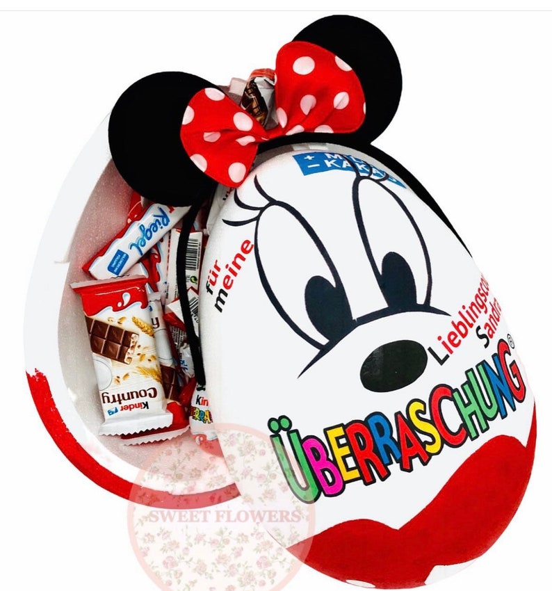 Personalisiertes XXL Überraschungsei Minnie oder Mickey Mouse Üei Geschenk Bild 4