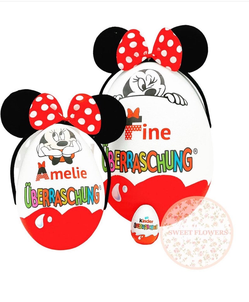 Personalisiertes XXL Überraschungsei Minnie oder Mickey Mouse Üei Geschenk Bild 1