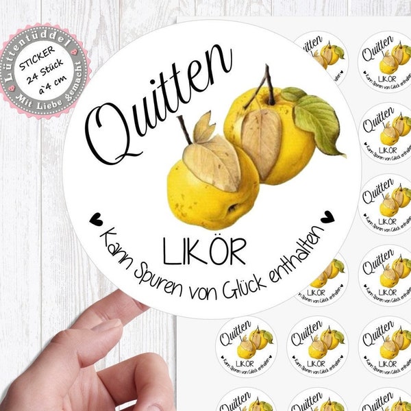 24 zuckersüßer Sticker Aufkleber 4cm Quitten LIKÖR Weihnachten Christmas von Lüttentüddel®