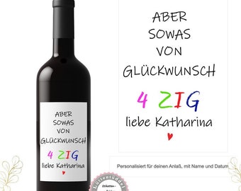 Flaschenetikett Wein Flaschen Etikett PERSONALISIERT Weinlabel Aufkleber Sticker zum Geburtstag Herzensmensch Geschenk von  Lüttentüddel®