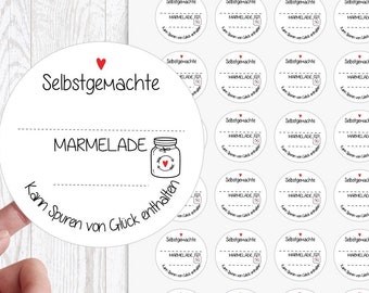 24 zuckersüßer Sticker Aufkleber 4cm zum selbstbeschriften Marmelade kann Spuren von Glück enthalten von Lüttentüddel®