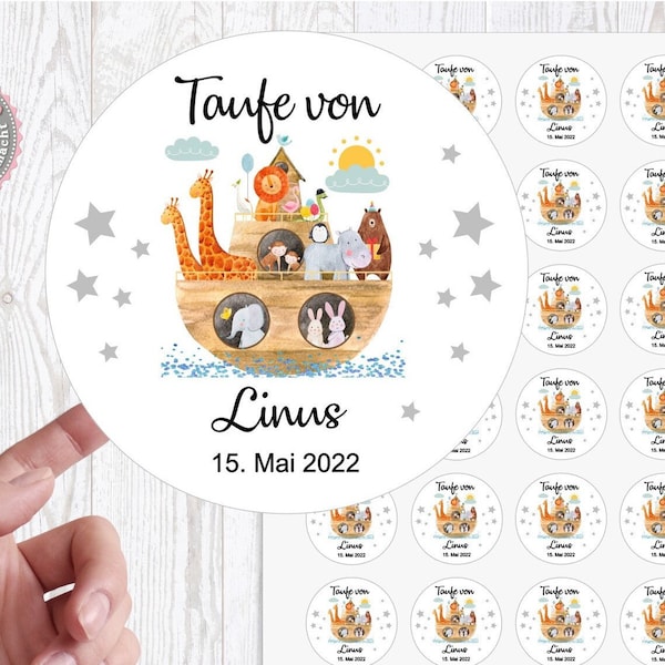 24 personalisiert Sticker Aufkleber Kommunion Taufe Firmung Konfirmation Arche personalisiert von Lüttentüddel®