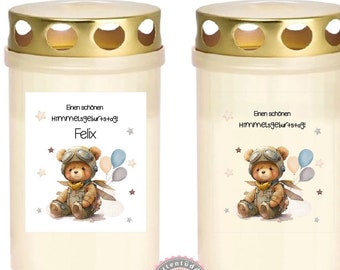 6 mourning stickers bear pilot sky birthday star child to remember, mourning birthday for grave lights from Lüttentüddel®