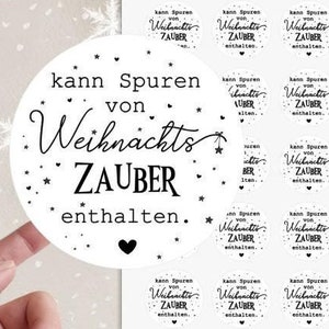 24 zuckersüßer Sticker Aufkleber 4cm kann Spuren von Weihnachtszauber enthalten Weihnachten Christmas von Lüttentüddel®