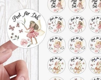 24 Stück zuckersüße Elfen Sticker Aufkleber Post für Dich 4cm rund von Lüttentüddel®