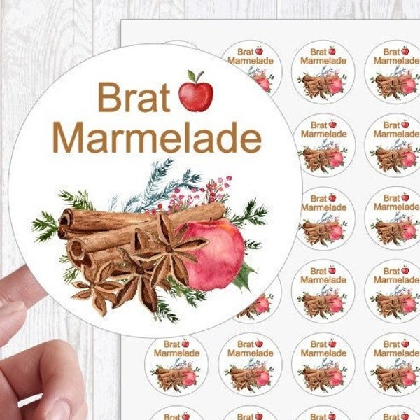 24 zuckersüßer Sticker Aufkleber 4cm Bratapfelmarmelade Bratapfel Marmelade Likör Weihnachten Christmas von Lüttentüddel®