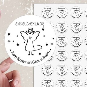 Sticker Aufkleber Engellikörchen Likör  Weihnachten 24 Stück 4cm Etikett für EUREN SELBSTGEMACHTEN EIERLIKÖR von Lüttentüddel