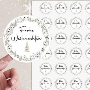 24 zuckersüßer Sticker Aufkleber 4cm Stadt Weihnachtspost Weihnachten Christmas Frohe Weihnachten von Lüttentüddel®