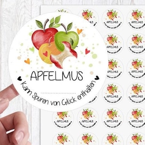 24 zuckersüßer Sticker Aufkleber 4cm zum selbstbeschriften Apfelmus ... kann Spuren von Glück enthalten von Lüttentüddel®