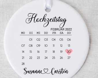 süßer Erinnerungsanhänger Kalender Hochzeitstag Hochzeit, Hochzeitsgeschenk, Verlobung, Heiraten, Keramik, Anhänger,  von Lüttentüddel®