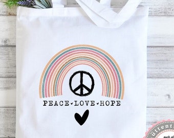 Tasche Beutel Einkaufstasche Regenbogen Peace Love Hope Geschenk Geburtstag von Lüttentüddel®