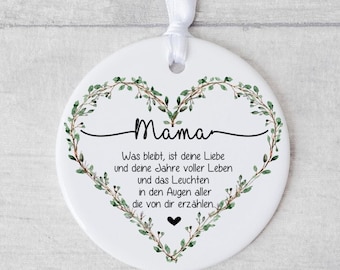 Herz Spruch Mama Trauer Erinnerungsanhänger Keramik Anhänger Weihnachtsanhänger Geschenk von Lüttentüddel®