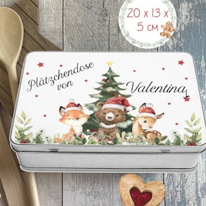 zuckersüße Waldtiere KEKSDOSE Plätzchendose mit Name personalisiert Weihnachten Geschenke von Lüttentüddel® Bild 1