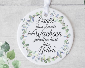 süßer Erinnerungsanhänger Keramik Hebamme Eucalyptus Kranz  personalisiert mit Name Geschenk Erzieherin Geburtstag, Abschied, Lüttentüddel®