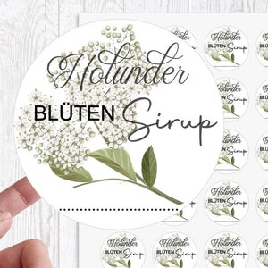 24 zuckersüßer Sticker Aufkleber 4cm Holunder Holunderblüten Sirup Likör  Datum zum selbstbeschriften Marmelade von Lüttentüddel®