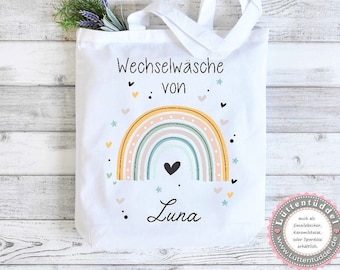 Bag Rainbow Stars Hearts Change of Clothes Change of Clothes for Kindergarten Desired Name KITA Kindergarten School Enrollment Lüttentüddel®