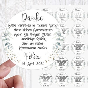 24 stickers labels baptism wedding communion confirmation school enrollment wedding flower seeds personalized by Lüttentüddel®