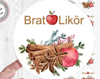 24 zuckersüßer Sticker Aufkleber 4cm Bratapfellikör Bratapfel Likör Weihnachten Christmas von Lüttentüddel®