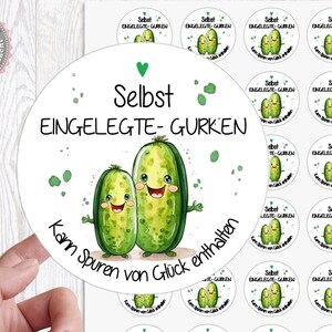 24 zuckersüßer Sticker Aufkleber 4cm eingelegte Gurken Dill Senf Marmelade zum selbstbeschriften Marmelade von Lüttentüddel®