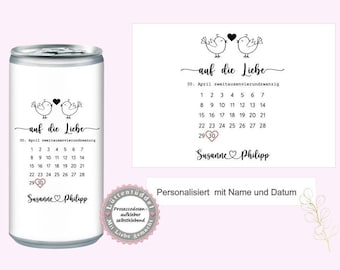 Prosecco Banderole PERSONALISIERT Aufkleber Sticker Kalender für JGA, Hochzeit, Getränke-Dosen-Banderole Liebe  von Lüttentüddel®