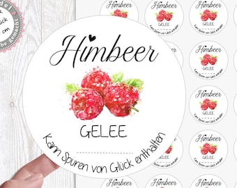 24 sugar-sweet sticker stickers 4 cm raspberry jelly jam may contain traces of happiness from Lüttentüddel®