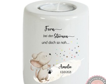 Remembrance light Commemorative light Angel Mouse Tea light holder Tea light Candle Candle light Grave light Candle All Saints Star Child Lüttentüddel®