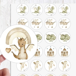 zuckersüßer Sticker Aufkleber  gefährliche " kleine Drachen " 24 Stück 4cm für Schulheft, Einladungen, Geburtstag ....von Lüttentüddel®