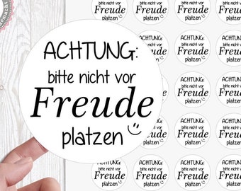 Sticker Aufkleber "Achtung bitte nicht vor Freute Platzen :-) " 24 Stück 4cm Briefumschlag Einladung Karte von Lüttentüddel®