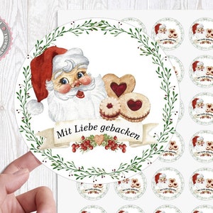 24 Sticker Aufkleber 4cm Weihnachtsbäckerei Mit Liebe gebacken Weihnachten Backen Gebäck Kekse von Lüttentüddel®