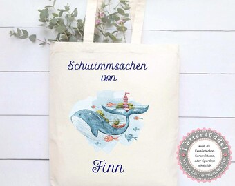 Whale Swimwear Bag Change of clothes Name (personalised) Desired kindergarten name KITA Kindergarten enrollment Lüttentüddel®