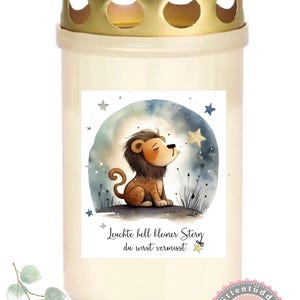 6 Stck zauberhafte Aufkleber Löwe leuchte hell kleiner Stern  Sternenkind zur Erinnerung, Abschied, Trauer für Grablichter von Lüttentüddel®