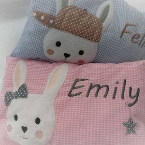 35 x 23 cm pillow birth rabbit name Lüttentüddel image 2