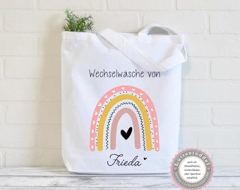 Regenbogen Tasche Wechselwäsche Wechselkleidung (personalisiert) für Kindergarten  Wunschname KITA Kindergarten Einschulung Lüttentüddel®