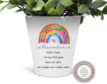 stiller Blumentopf - Vase kleiner Regenbogen Name Sternenkind Trauer  Grab, Urnengrab, Abschied, Friedhof....von Lüttentüddel®