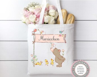 Bärchen Tasche Wechselwäsche Wechselkleidung (personalisiert) für Kindergarten  Wunschname KITA Kindergarten Einschulung Lüttentüddel®