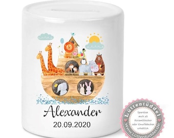 Money box Ark personalized with name baptism birth communion confirmation school enrollment birthday from Lüttentüddel®