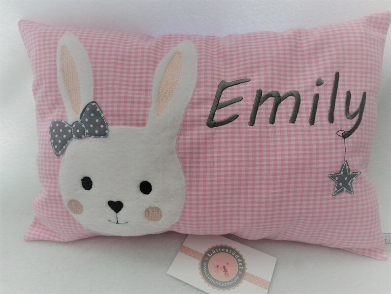 35 x 23 cm pillow birth rabbit name Lüttentüddel image 4