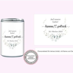 Prosecco Banderole PERSONALISIERT Aufkleber Sticker Kalender für JGA, Hochzeit, Getränke-Dosen-Banderole auf unsere Liebe  von Lüttentüddel®