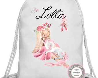 Stoffbeutel Kindergartentasche Turnbeutel Rucksack, mit Name personalisiert KITA Kindergarten Einschulung Wechselwäsche von Lüttentüddel®