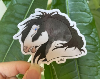 Zoe - Cool Grey White Mare 3" winylowa naklejka wodoodporna | Dla jeźdźców, miłośników koni, do rysowania, albumu ze zdjęciami